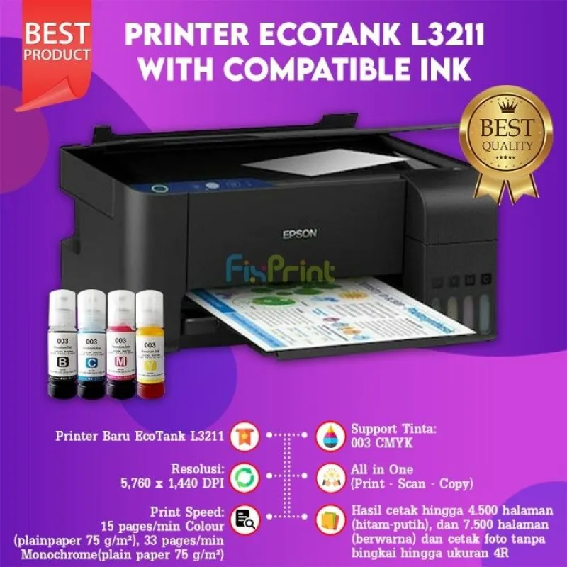 EPSON L3211 printer multifungsi (Print, Scan, Copy)