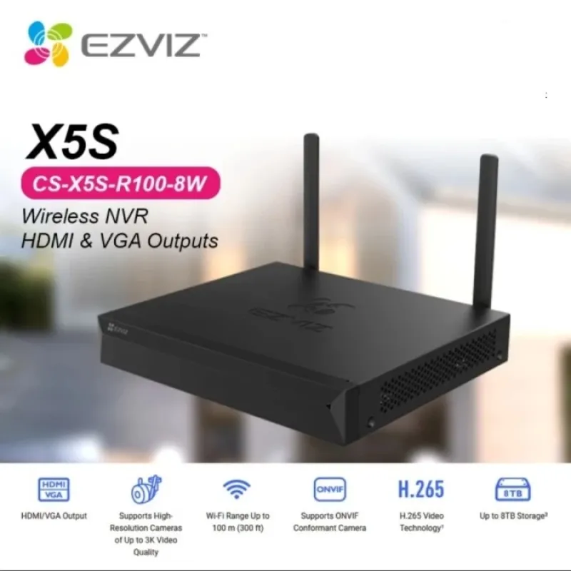EZVIZ Wireless NVR X5S-8W 8 Channel Smart WiFi IP Camera CCTV Support ONVIF